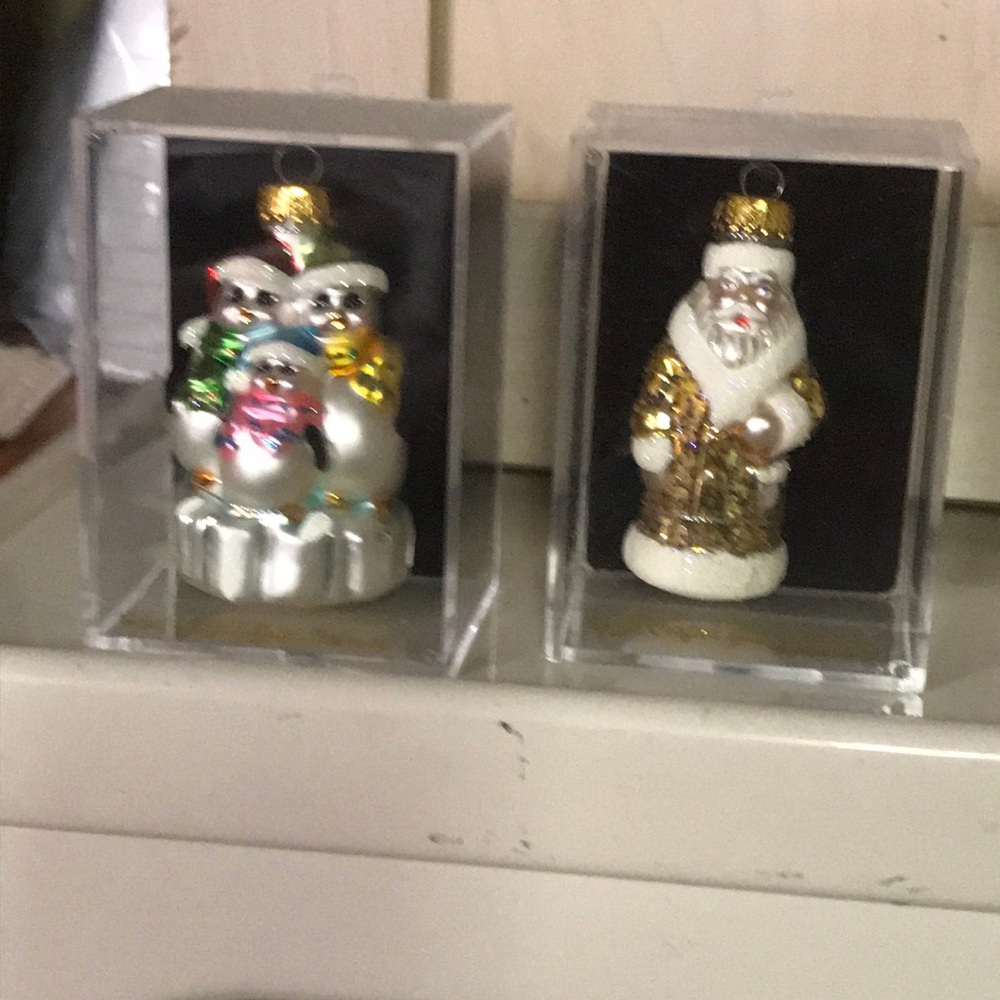 2 Darice hand crafted glass ornaments